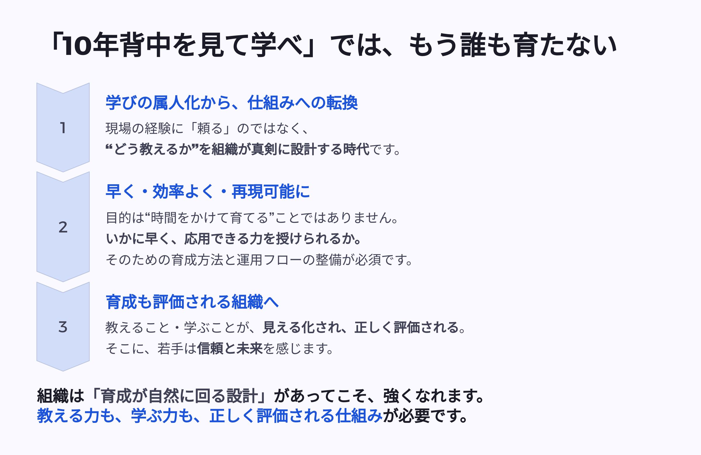10年背中を見て学べでは育たない